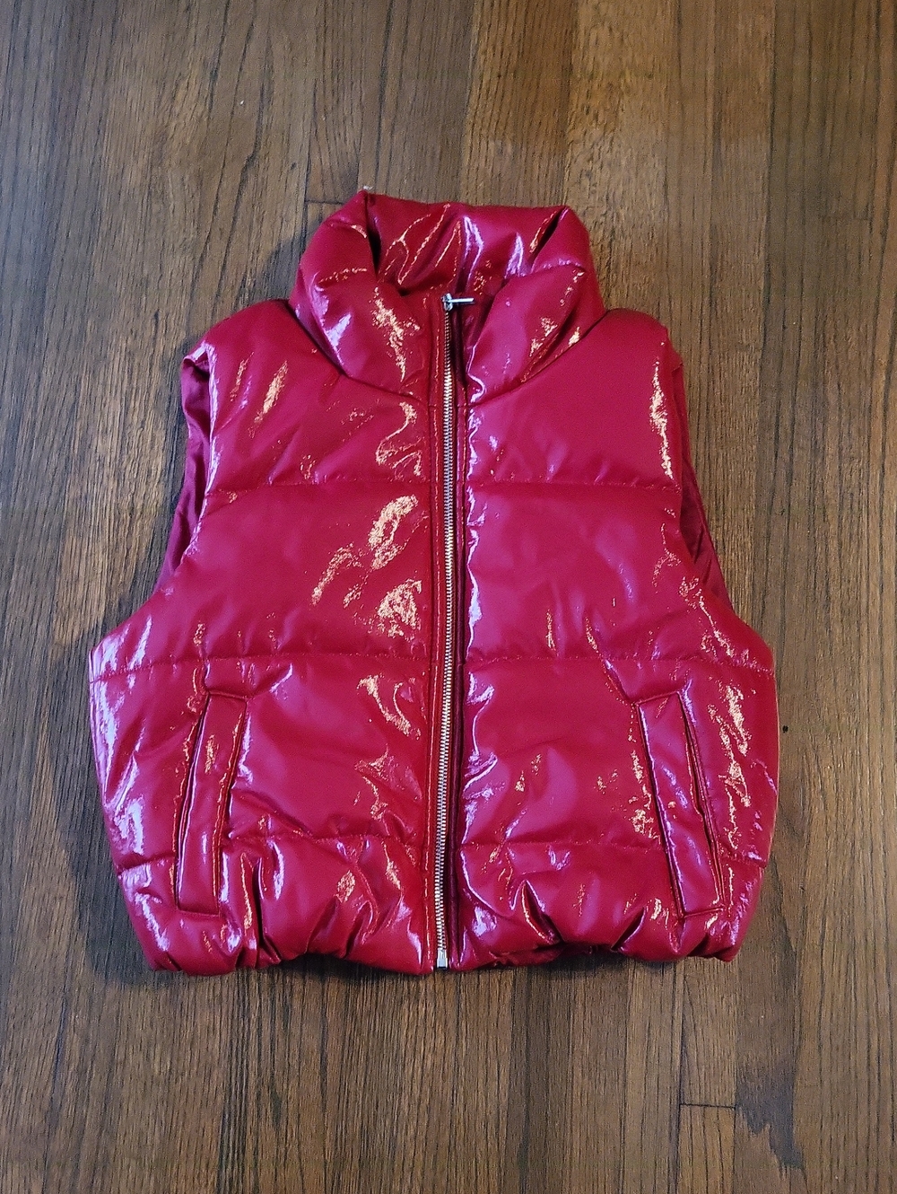 Ambiance Glossy Red Puffer Jacket
